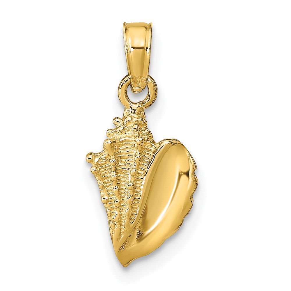 14k Yellow Gold Small MINI Conch Shell Necklace Charm Pendant